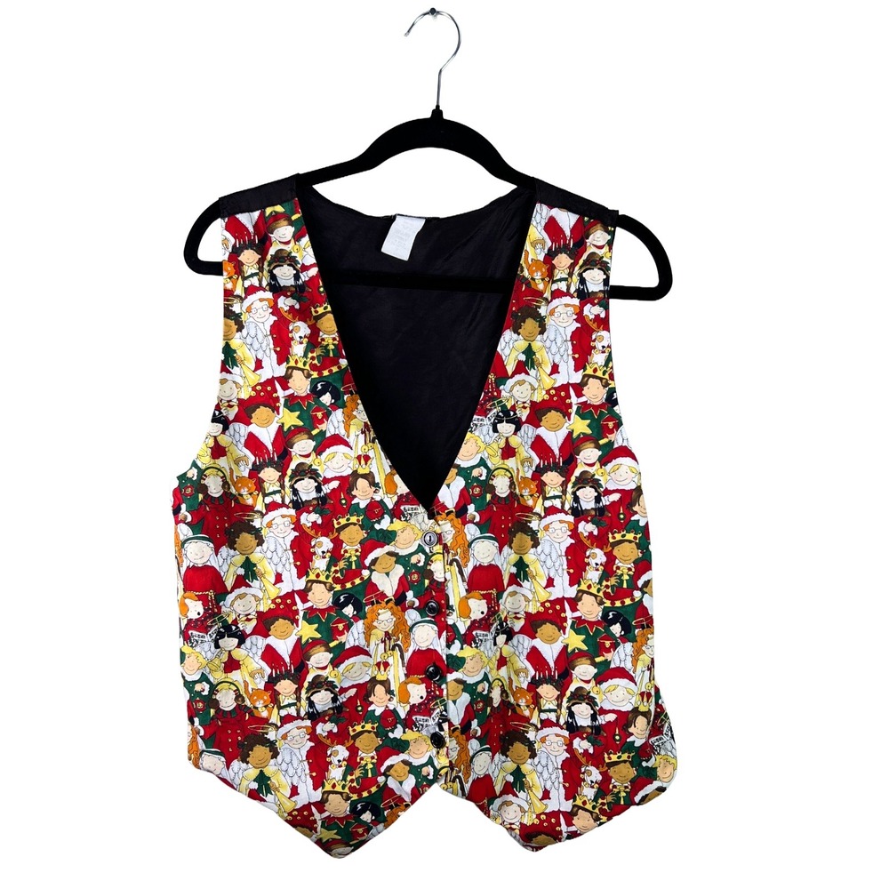 111 Main Christmas Caroler Vest 90s Women's 1X Cottagecore